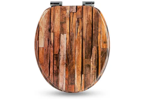 SANFINO® Premium WC Sitz mit Absenkautomatik – Industrial Wood - Hochwertiger WC Sitz aus Holz mit Absenkautomatik, einfache Montage und antibakterielle Oberfläche für maximale Hygiene und hohen Sitzkomfort.