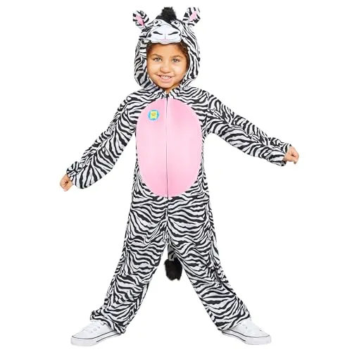 Amscan Kinder Zebra Kostüm (8-10 Jahre) - Kostüme für Kinder, inklusive Einteiler und Overall, perfekt für jede Kostümparty und sorgt für unvergessliche Momente.