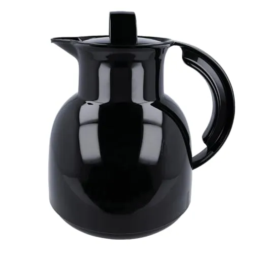 EUROHOME Isolierkanne aus Kunststoff - 1L Thermoskanne mit Schraubdeckel - Karaffen für Heißgetränke - Hält Getränke stundenlang warm, ideal für Kaffee und Tee, mit praktischem Schraubdeckel und tropffreiem Ausgießsystem.