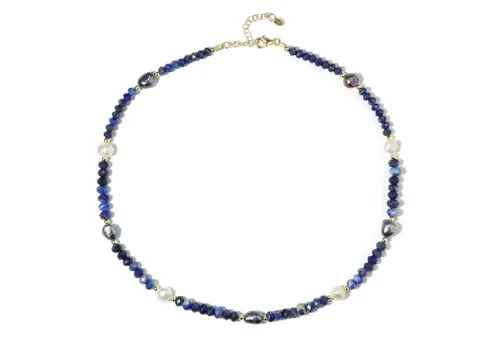 Cavill Silberkette Cavill Silberkette mit 71,67 ct Süßwasserperlen, Sodalith, vergoldet (1-tlg)