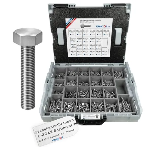 FRANTOS Sechskantschrauben DIN 933 Edelstahl A2 in L-Boxx