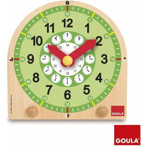 Goula Lernuhr aus Holz (Deutsch, Englisch, Französisch, Italienisch, Katalanisch, Niederländisch, Portugiesisch, Spanisch) (D55125)