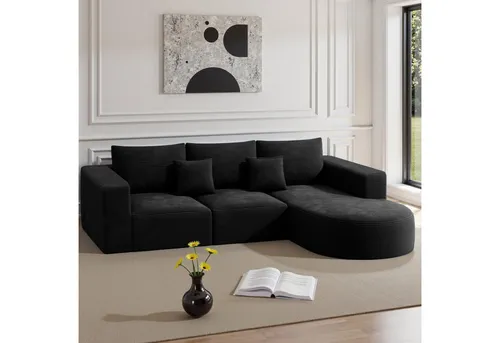 HawthyHome Cloud-Cord Ecksofa L-Form 264x177cm – Komfortabel und Montagefrei - Modulares Ecksofa aus weichem Cord, ohne Montageaufwand. Ergonomische Polsterung und abnehmbare Kissenbezüge sorgen für hohen Sitzkomfort und einfache Reinigung. Ideal für stilvolle Wohnräume.