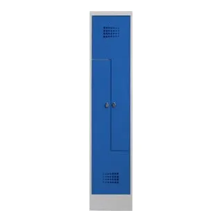 STIER Z-Garderobenspind Premium mit Sockel – 2 Abteile in lichtgrau/enzianblau - Der STIER Z-Garderobenspind bietet sicheren Stauraum für Kleidung und Arbeitsmaterialien. Mit seiner platzsparenden z-artigen Anordnung und stabiler Stahlkonstruktion ist er ideal für jeden Einsatzbereich.