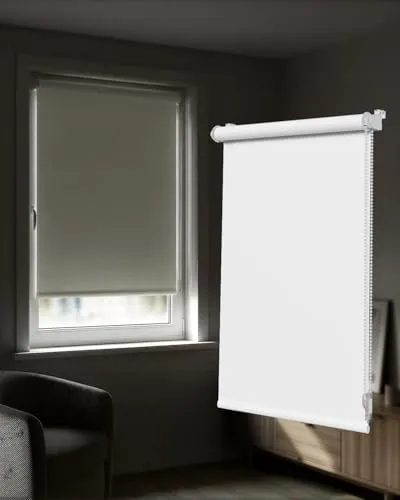 Victoria M. Tenebra Verdunkelungsrollo Klemmfix Rollo Fensterrollo, Sichtschutz, Verdunkelnd, Ohne Bohren inkl. Montagematerial, 35 x 160 cm, Weiß
