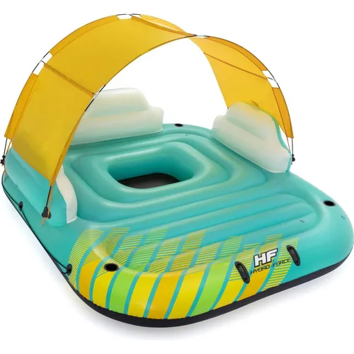 Bestway® Hydro-Force® 5-Personen-Badeinsel Sunny Lounge - Wasserspielzeug für 5 Personen, ideal für entspannte Tage am Wasser mit einer maximalen Belastbarkeit von 450 kg und strapazierfähigem PVC.