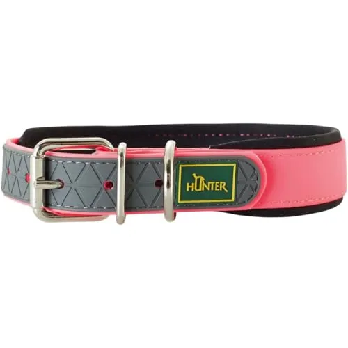 HUNTER Hundehalsband CONVENIENCE COMFORT – neonpink - Witterungsbeständiges Hundehalsband mit Neopren-Polsterung für hohen Tragekomfort. Ideal für aktive Hunde – pflegeleicht und robust für Sport und Freizeit. Größe: 35 cm.