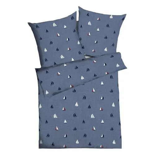 Kaeppel Seersucker Bettwäsche Sailing Boats Marine in blau von Kaeppel