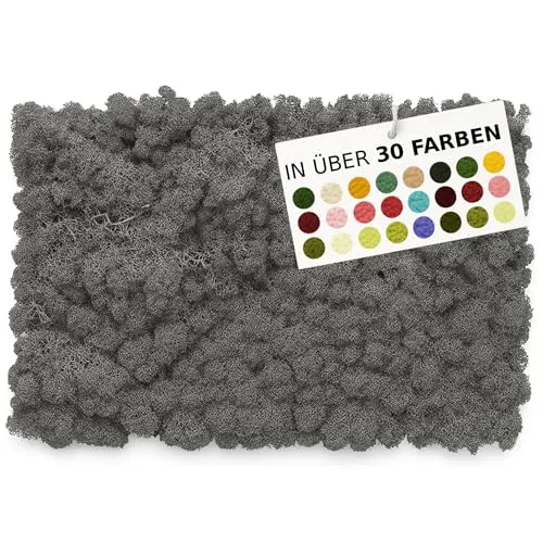 NaDeco Island-Moos in 30 Farben zur Wahl, fluffig & prall, echtes Moos zum Basteln, Wand Deko Moss, für Moosbild Mooswand Moosplatten Kugelmoos Dekoration Ostern Weihnachten, Farbe:Anthrazit