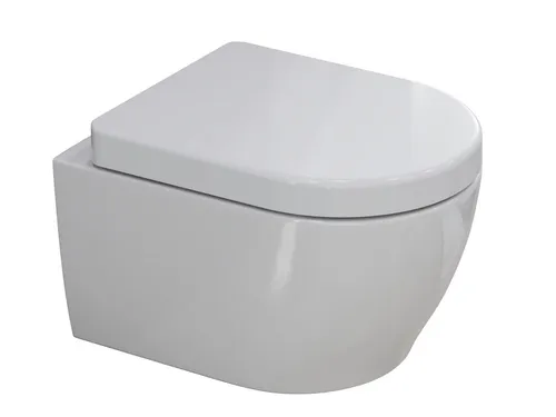 Aqua Bagno Tiefspül-WC - Spülrandlose Toilette mit Softclose WC-Sitz - WC-Becken mit modernem Design, leise Absenkautomatik und Nanoversiegelung gegen Kalkablagerungen. Ideal für eine saubere und hygienische Toilette.