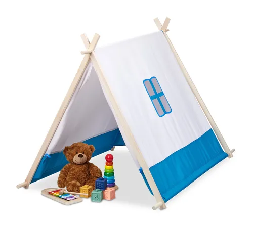 Spielzelt Kinderhöhle Babyzelt Zimmerzelt Spieltipi Kinderzimmerzelt blau Wigwam