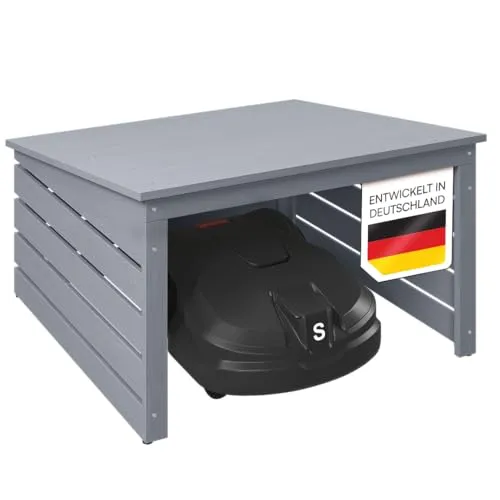 STEELSØN Mähroboter-Garage Myrion aus Kiefernholz - Schützen Sie Ihren Mähroboter mit der wetterfesten Garage „Myrion“ aus hochwertigem Kiefernholz. Ideal für gängige Modelle, sorgt sie für Langlebigkeit und einen ordentlichen Garten. Mit praktischem Kabeldurchlass und aufklappbarem Pultdach.