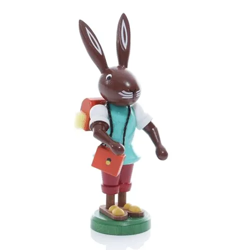 Rudolphs Schatzkiste Osterfigur Hase mit Ranzen Höhe ca 9 cm NEU Osterdeko Osterhasenfigur Ostern Korb Osterei Frühling Erzgebirge Seiffen Hase Blumen