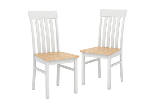 Costway 2er Set Esszimmerstühle Holz Weiß & Natur