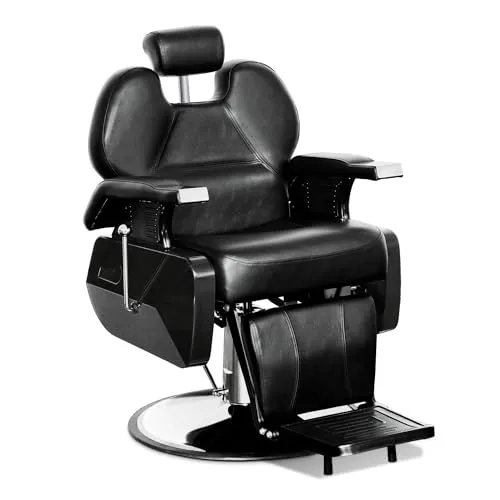 Barberpub Stuhl hydraulischer Friseurstuhl 2687BK - Friseurstuhl mit 150° Kippfunktion und 13 cm Höhenverstellung, ideal für Friseursalons und komfortable Kundenbehandlungen.