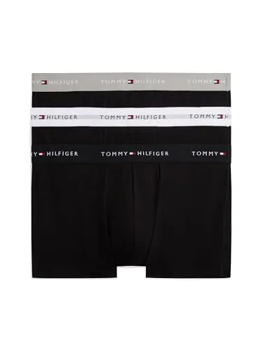 Tommy Hilfiger Herren 3P Wb Trunks, Grey Heather/Black/White, L - BEQUEME UNTERWÄSCHE IM 3ER PACK: Die Tommy Hilfiger Trunks bieten sportlichen Komfort und optimale Passform für den Alltag. HOCHWERTIGE BAUMWOLLMISCHUNG: Atmungsaktiv und flexibel für uneingeschränkte Bewegungsfreiheit. IDEAL FÜR JEDEN TAG.