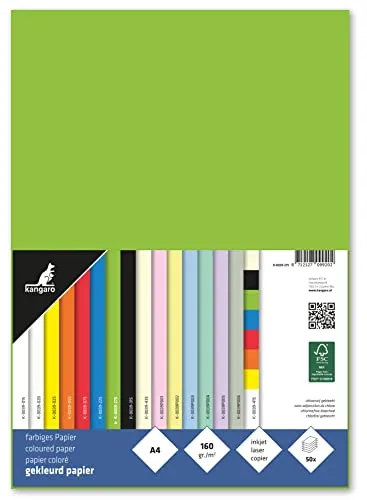 kangaro Tonpapier Grün DIN A4 160g/m² FSC mix – 50 pack Briefpapier Bastelpapier DIY K-0039-275 29.7x21x1