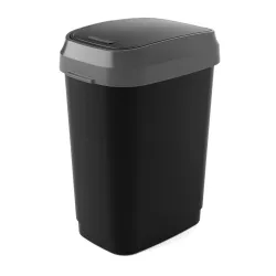 Keter Germany GmbH KIS DUAL SWING Mülleimer, 25 Liter, Abfalleimer mit klapp- und schwingbarem Deckel, Farbe: schwarz / grau 237576