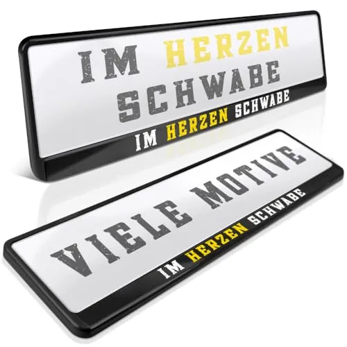 schildEVO 2 Kennzeichenhalter | Baden WÜRTTEMBERG 06 | Im Herzen Schwabe | BaWü | Ländle | Schwaben | Nummernschildhalter | Kennzeichenrahmen | Auto PKW Kfz | DHL-Versand