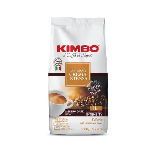 Kimbo, Espresso Crema Intesa, 1 Kg Kaffeebohnen, vollmundige und intensive Mischung, Intensität 11/13, mittlere Röstung, 1 Packung à 1 Kg