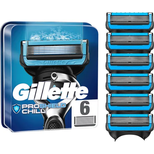 Gillette Proshield Chill Klingen 6er - Nassrasierer mit innovativem Hautschutz vor und nach den Klingen für eine sanfte Rasur. Ideal für empfindliche Haut.