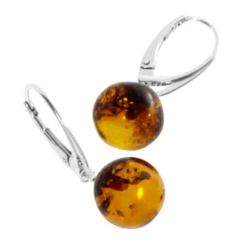 InCollections Damen-Ohrhänger aus 925er Sterlingsilber mit Bernstein - Ohrringe für Damen, modisch gestaltet mit strahlenden Bernsteinen – der Sonnenstein symbolisiert Licht und Wärme.