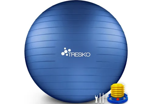Tresko Gymnastikball Anti-Burst Ø 55 cm mit Luftpumpe - Robuster Gymnastikball mit Anti-Burst-System und belastbar bis 300 kg. Ideal für Kräftigungs- und Reha-Übungen, inklusive Luftpumpe und Übungsanleitung. Angeraute Oberfläche für sicheren Halt.