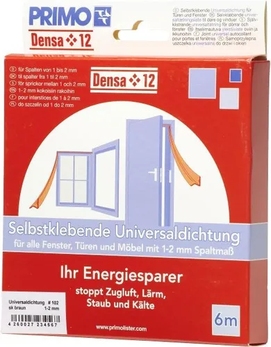 Primo Universaldichtung Densa 12 braun, für Türen + Fenster, 6 Meter Dichtung