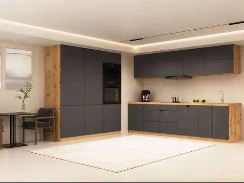 Küchenzeile 320 cm mit Hochschrank Kühlumbauschrank ohne Arbeitsplatte - Moderne Küchenzeile KL16-M320 in Grau/Matt – optimaler Stauraum mit durchdachtem Design, inklusive Hochschränken für Kühlgerät und Mikrowelle. Ideal für platzsparende Küchenlösungen.
