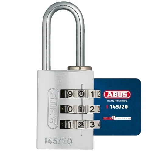 ABUS Zahlenschloss 145/20 Silber - Kofferschloss, Spindschloss u. v. m. - Aluminium-Vorhängeschloss - individuell einstellbarer Zahlencode - ABUS-Sicherheitslevel 3
