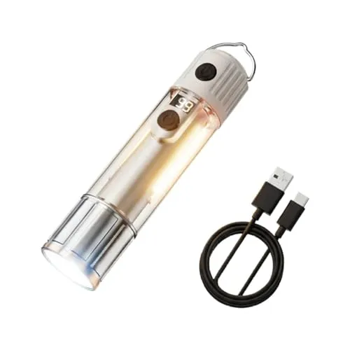 Homonic Camping Lampe Aufladbar, LED Outdoor Laterne mit Akku, Dimmbar & Tragbar, Ideal für Zelt, Wandern, Notfall & Angeln(silber)