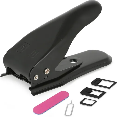 Wicked Chili Dual Simkarten Stanzer 4 in 1, Sim Karten Stanze mit Adapter Set (Nano, Micro, Standard, Pin Nadel, Feile) Cutter Schneidegerät für Guthaben | Prepaid | Aufladekarte | Telefonkarte
