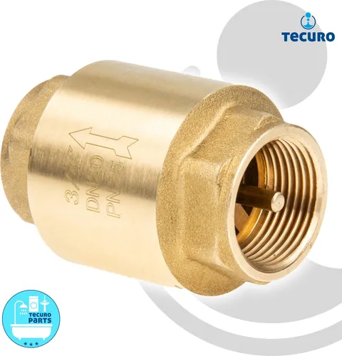 tecuro Messing Rückschlagventil 3/4 Zoll IG - DN 20 / PN 25, Baulänge 60 mm - schwere Bauform