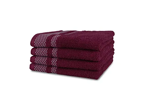 jilda-tex Handtuch Duschtuch Frottierware Set 100% Baumwolle Verschiedene Größen/Farben (2 x Handtuch + 2 x Duschtuch, Beere)