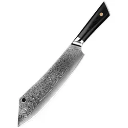 Muxel Extra großes Kochmesser mit gebogener Klinge - Küchenmesser mit 9,5 Zoll Klinge aus 7 Schichten Verbundstahl, extrem scharf und langlebig. Ideal für Hobbyköche und Profis, perfekt zum Schneiden von Fleisch, Fisch und Gemüse.