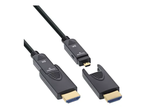 InLine HDMI AOC Kabel 2.1, 15m, abnehmbar, 8K - Comics & Graphic Novels: Flexibles HDMI AOC Kabel mit abnehmbaren Steckern für einfache Installation in engen Räumen, unterstützt 8K@60Hz und bietet verlustfreie Signalübertragung - ideal für professionelle AV-Installationen.