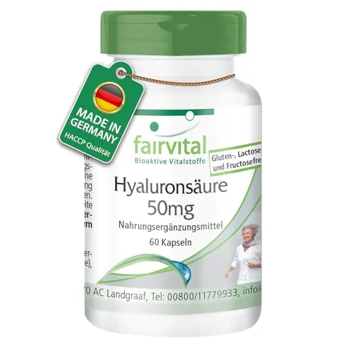 fairvital Hyaluronsäure 50mg, VEGAN, 60 Kapseln, schluckfreundlich