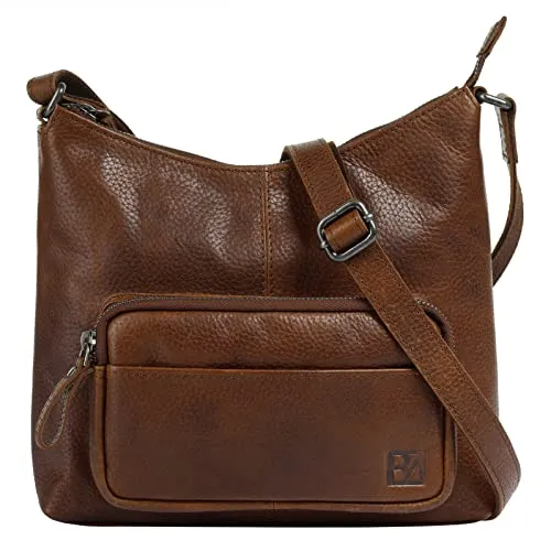 BODENSCHATZ Umhängetasche echt Leder Damen - Umhängetasche aus hochwertigem Leder mit praktischer Innenaufteilung und Smartphonefach. Ideal für den täglichen Gebrauch und perfekt organisiert für alle Essentials.