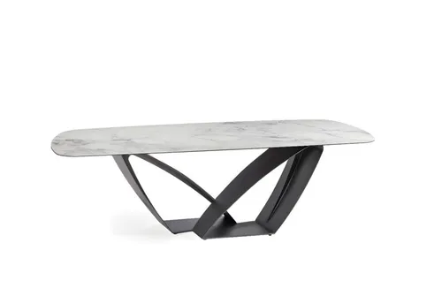 Luxuriöser Esstisch aus Metall und Holz im modernen Design - Eleganter Esstisch für das Esszimmer, 260 cm lang und 115 cm breit, mit robuster Keramiktischplatte. Ideal für gesellige Abende mit bis zu 6 Personen.