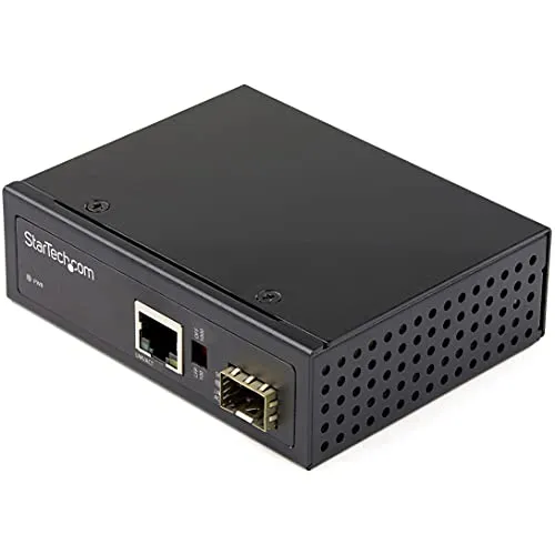 StarTech.com Industrial Fiber to Ethernet Media Converter - Medienkonverter für 1 Gbit/s, ideal für industrielle Anwendungen mit robustem Design, unterstützt Singlemode- und Multimode-Glasfaserverbindungen.
