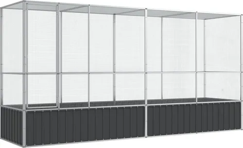 vidaXL Vogelvoliere mit Erweiterung, sicherer Haustierkäfig aus Stahl - Vogelkäfig für Vögel und Kleintiere, stabiler verzinkter Stahlrahmen, große Bewegungsfreiheit und abschließbare Flügeltür für extra Sicherheit.