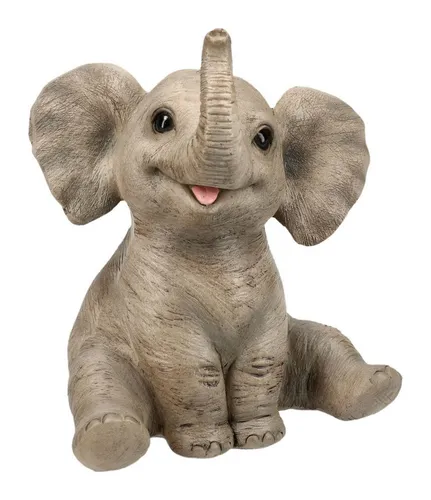 Figuren Shop GmbH Tierfigur Elefant Kalb 14 cm – Glücksbringer Deko - Dekofiguren – detailreiche Elefanten Kalb Statue aus hochwertigem Kunststein, handbemalt und einzigartig. Ideal als Glücksbringer und dekoratives Element für Wohnräume oder als Geschenk.