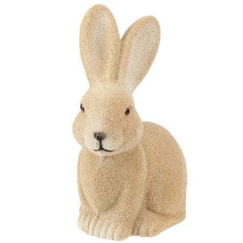 Deko Osterhase Sitzend Braun Beflockt 22cm 2. Wahl