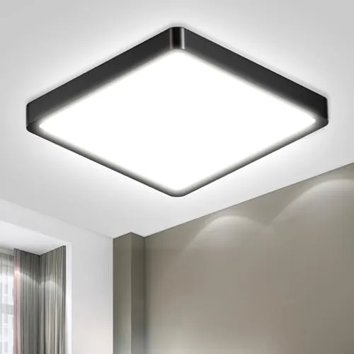 LQWELL® Deckenleuchte LED Deckenlampe, IP44 Wasserfest Badlampe Quadrat Flach 18W 6000K 1600LM Modern Schlicht Lampe Dünn für Wohnzimmer Badezimmer Schlafzimmer Küche Flur Keller Büro, 220 * 24mm