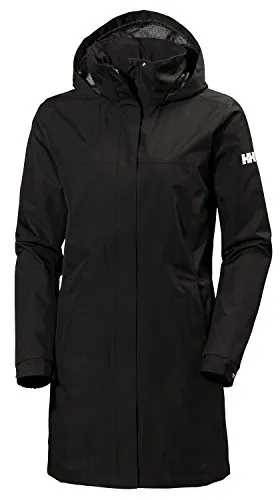 Helly Hansen Damen Aden Langer Regenmantel 2XL - Schwarz - Mäntel & Parkas für Damen, eleganter, dreiviertellanger Schnitt mit wasserdichter und atmungsaktiver Technologie für optimalen Wetterschutz und Komfort.