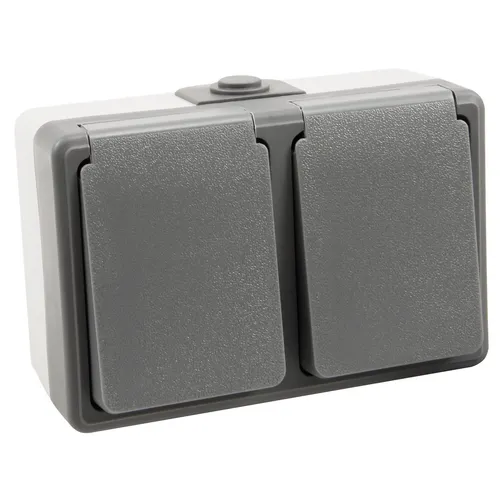 Feuchtraum Steckdosen Serie Secure IP44 Außen Aufputz grau Schalter NEU