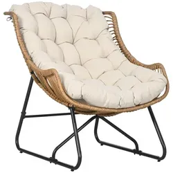 Garten Lounge Rattanoptik Sessel mit Auflage, 75x101x90 cm