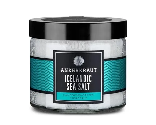 Ankerkraut Icelandic Sea Salz, Handgeschöpftes Fjordsalz, Speise-Salz, Salzflocken, Meersalz-Flocken, 150 g im Tiegel