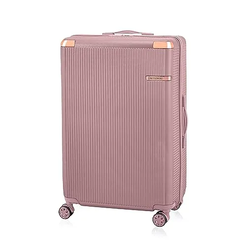 BETLEWSKI Hartschalenkoffer Roségold 76 cm - Großer 93 Liter Koffer mit 4 drehbaren Rollen, leichtem ABS-Material und sicherem Schloss für stressfreies Reisen.
