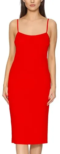 Merry Style Damen Unterkleid Knielänge Petticoat Midi Länge einstellbare Träger MS10-402 (Rot, XXL)